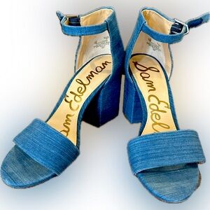 SAM EDELMAN Block Heel TILLY Sandals blue denim